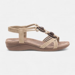 SANDALIA  ELASTICO TRENCADO BEIG