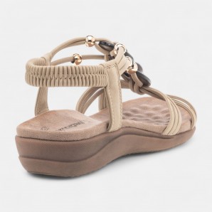 SANDALIA  ELASTICO TRENCADO BEIG