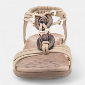 SANDALIA  ELASTICO TRENCADO BEIG