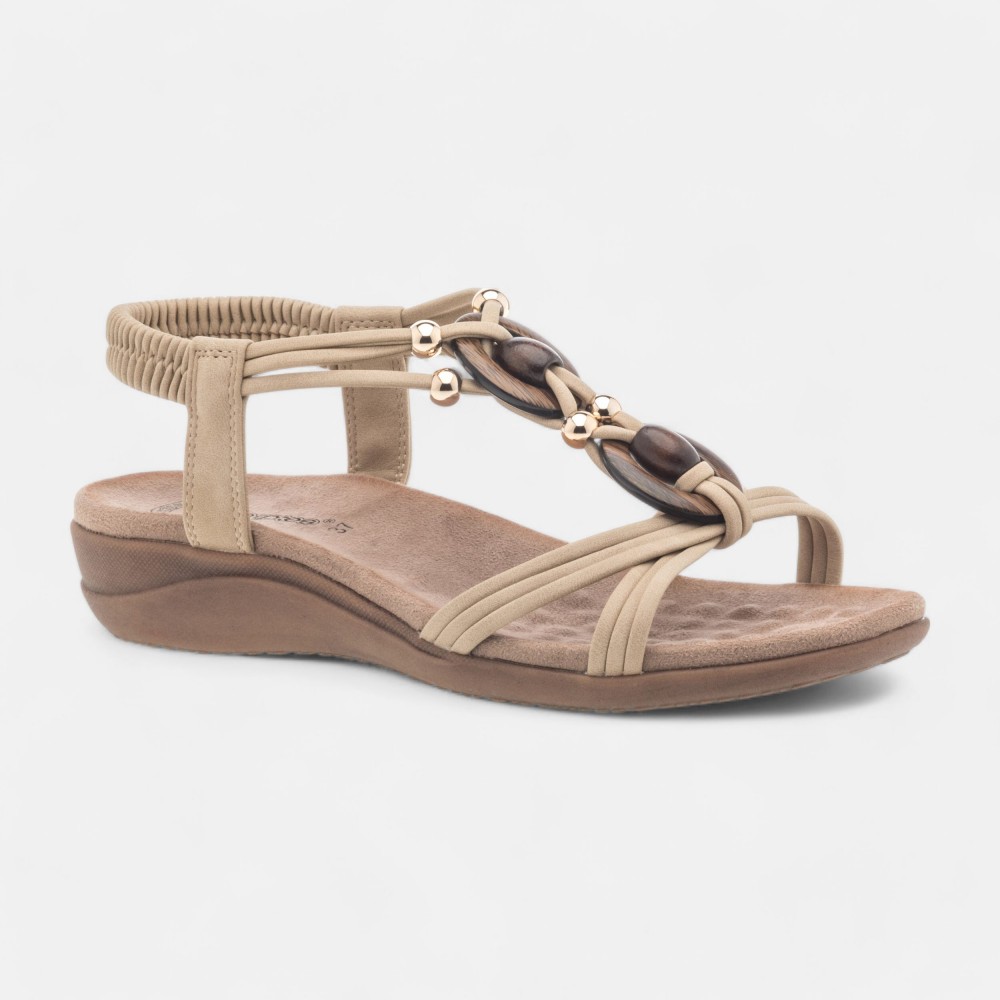 SANDALIA  ELASTICO TRENCADO BEIG