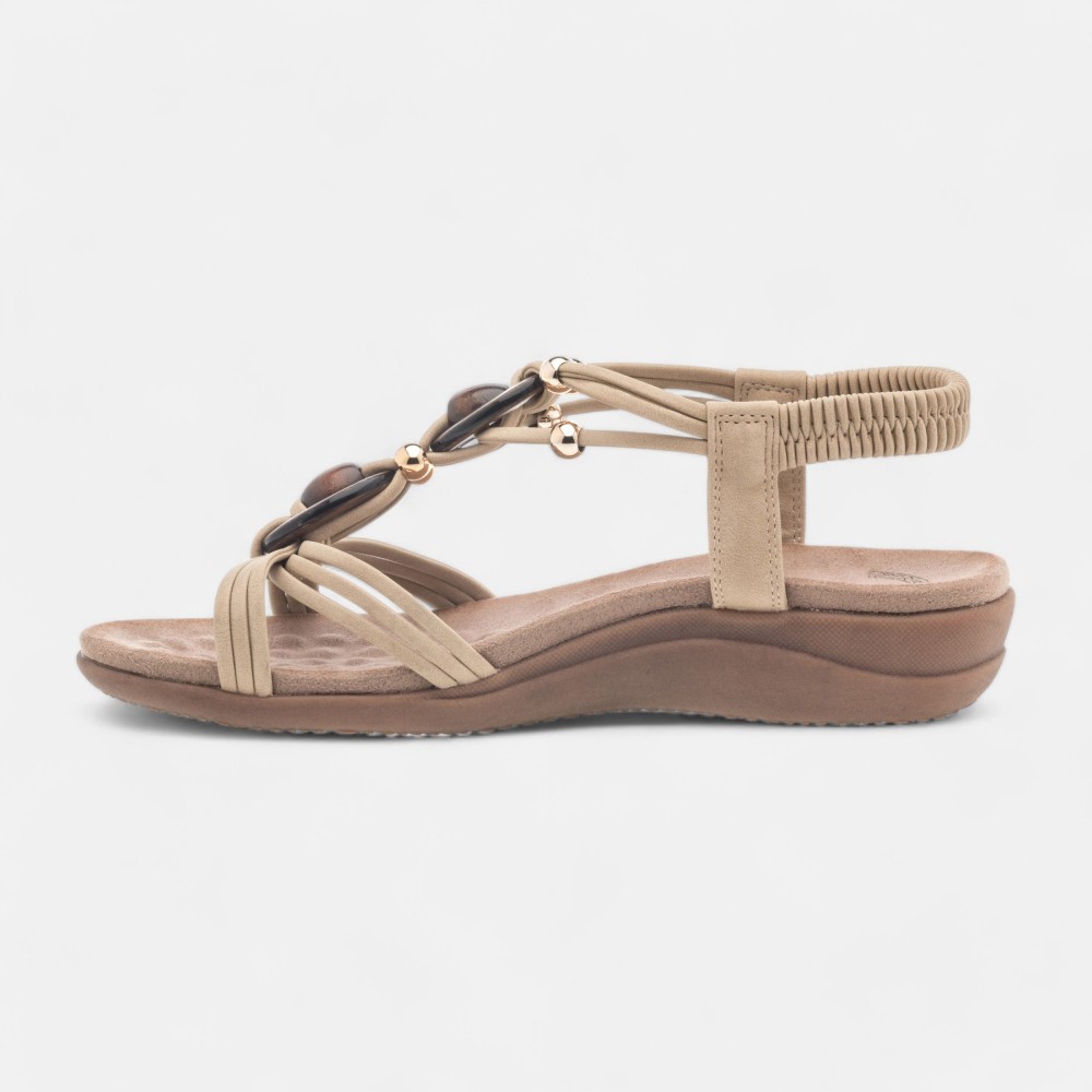 SANDALIA  ELASTICO TRENCADO BEIG