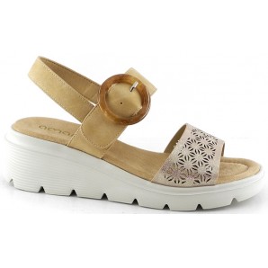 SANDALIA CUÑA CONFORT HEBILLA CAMEL