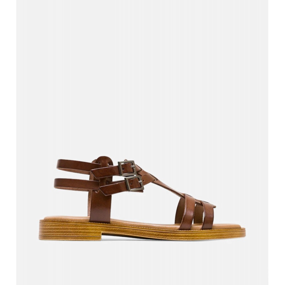 SANDALIA ROMANA HEBILLAS MOKA