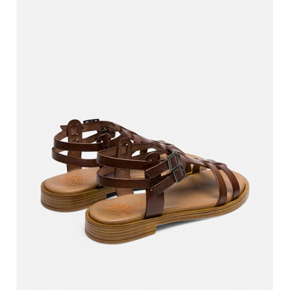 SANDALIA ROMANA HEBILLAS MOKA