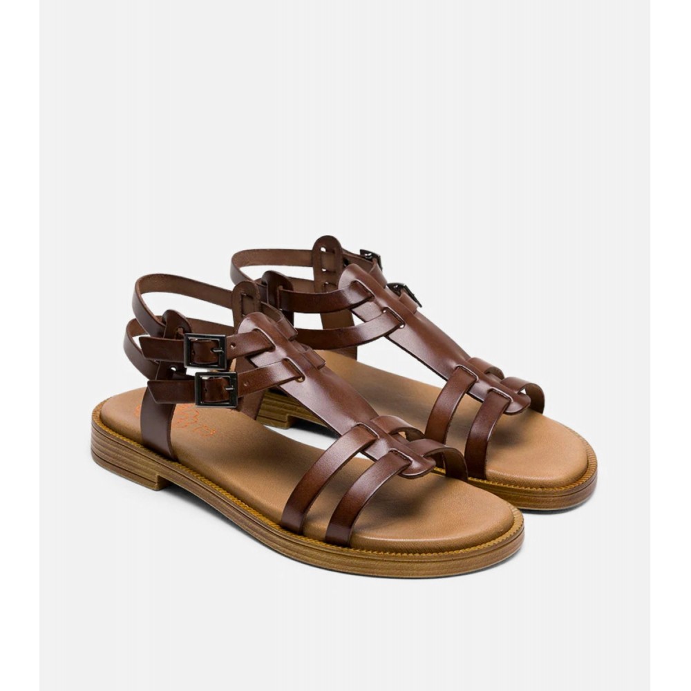 SANDALIA ROMANA HEBILLAS MOKA