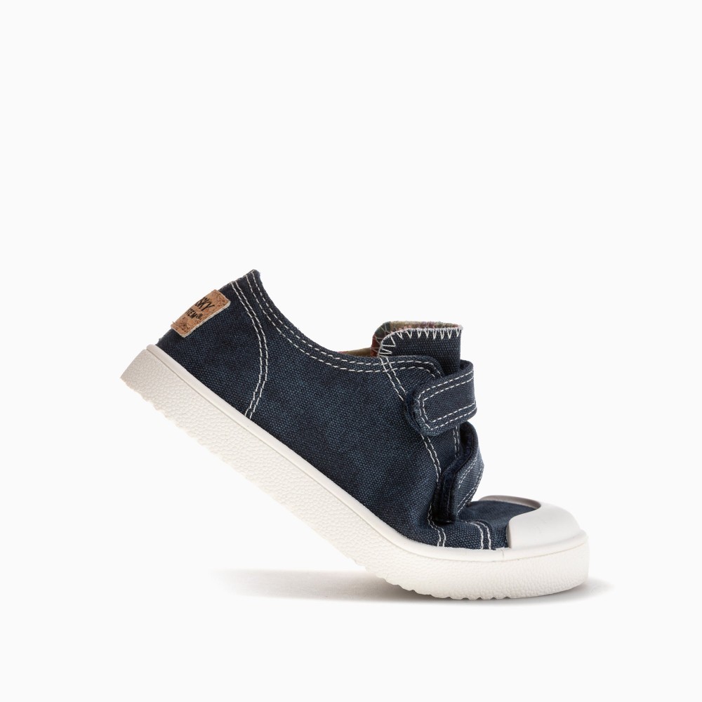 SNEKERS VELCROS LONA LAVADA MARINO