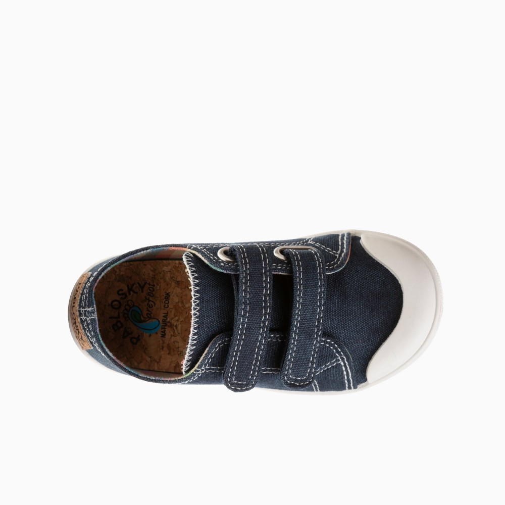 SNEKERS VELCROS LONA LAVADA MARINO