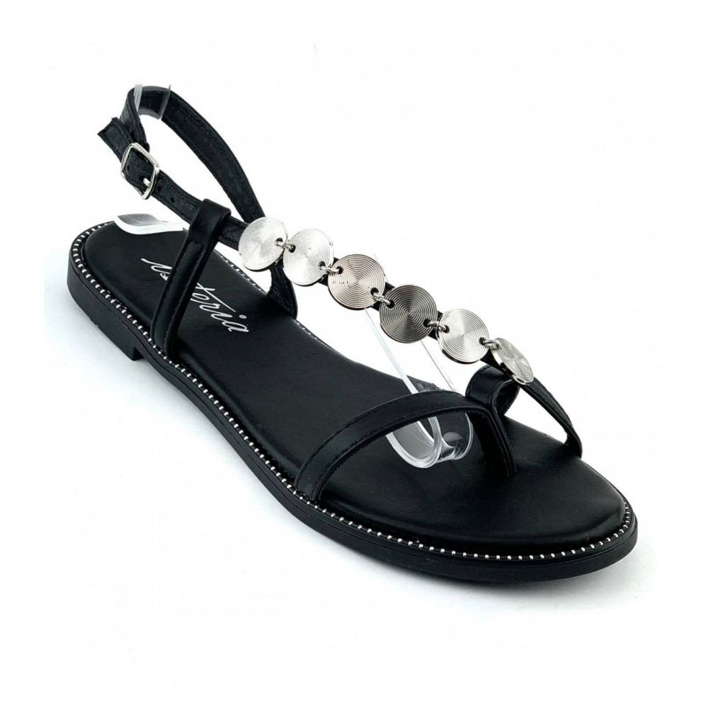 SANDALIA ESCLAVA MONEDAS NEGRO