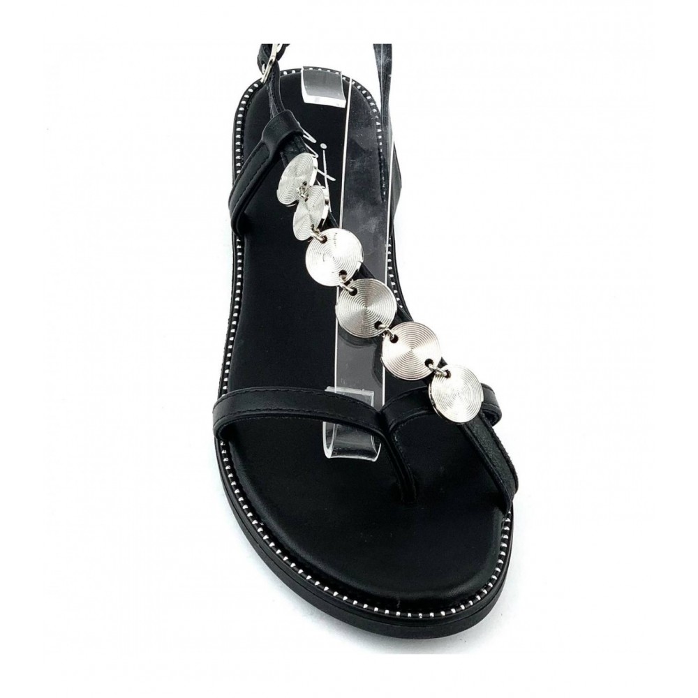 SANDALIA ESCLAVA MONEDAS NEGRO