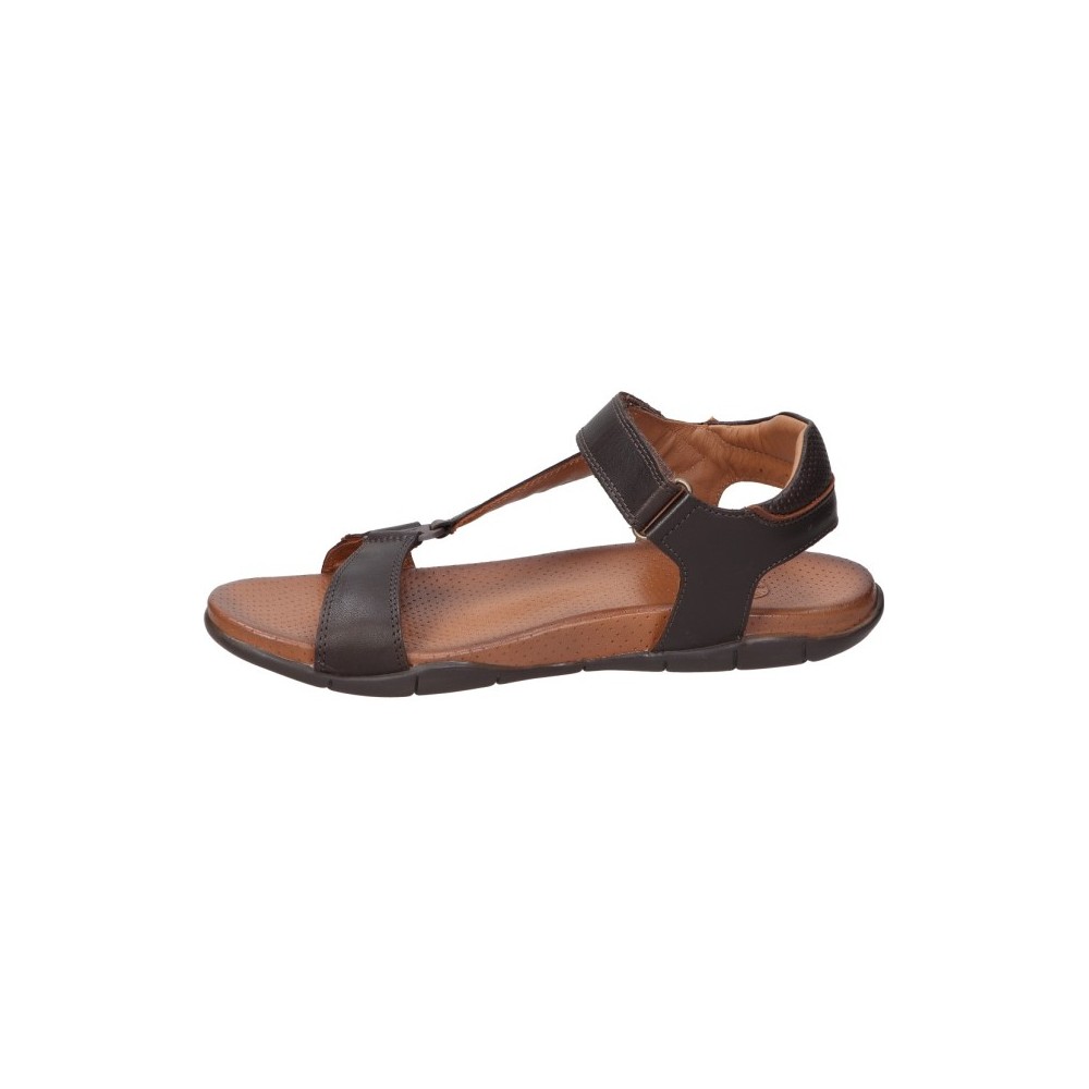 SANDALIA TIRA LATERAL PIEL MARRON