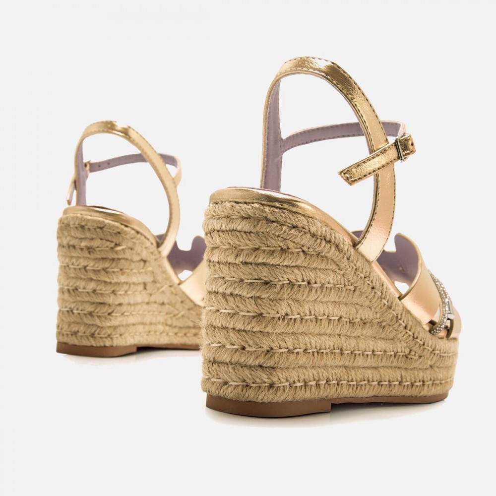 SANDALIA CUÑA YUTE CHAMPAGNE