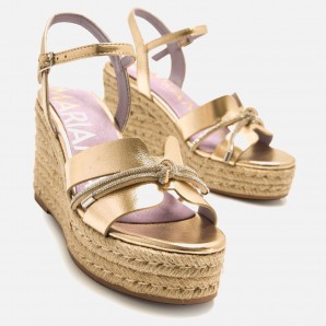 SANDALIA CUÑA YUTE CHAMPAGNE