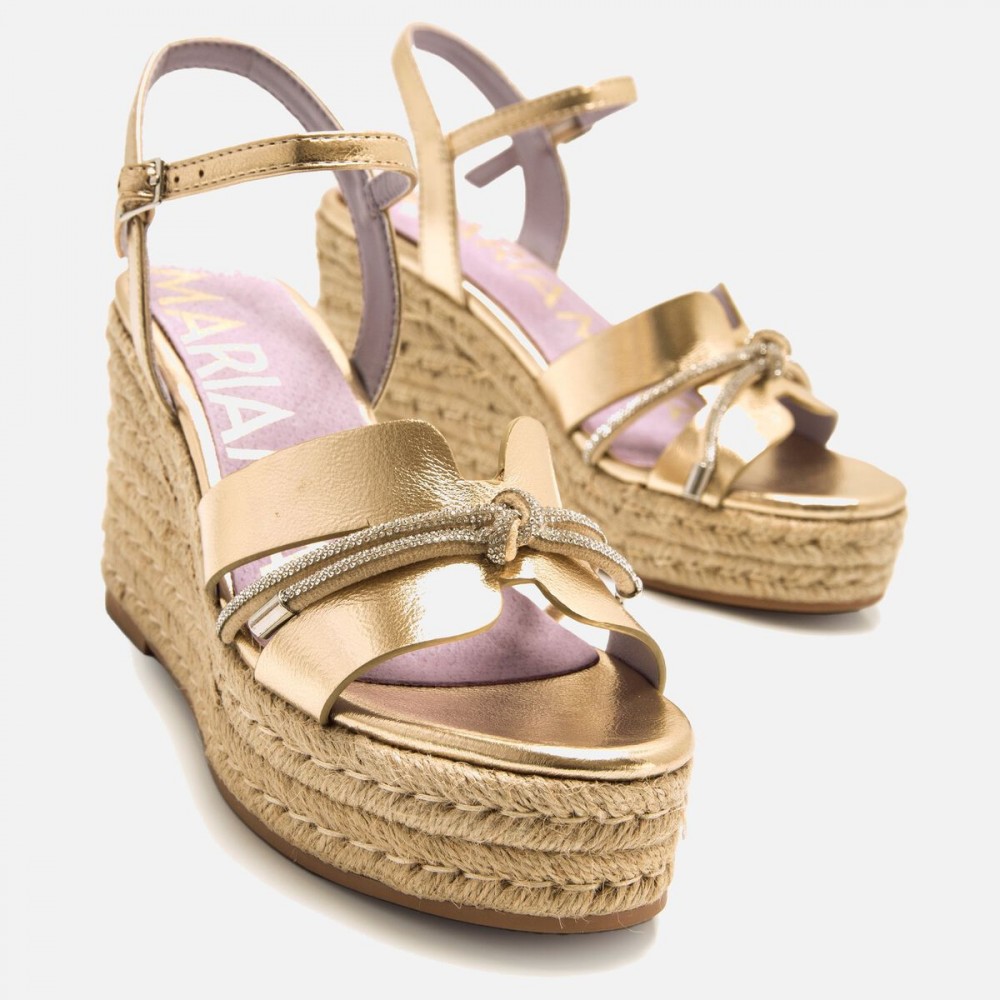 SANDALIA CUÑA YUTE CHAMPAGNE