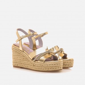 SANDALIA CUÑA YUTE CHAMPAGNE