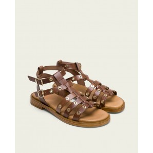 SANDALIA ROMANA HEBILLAS MOKA