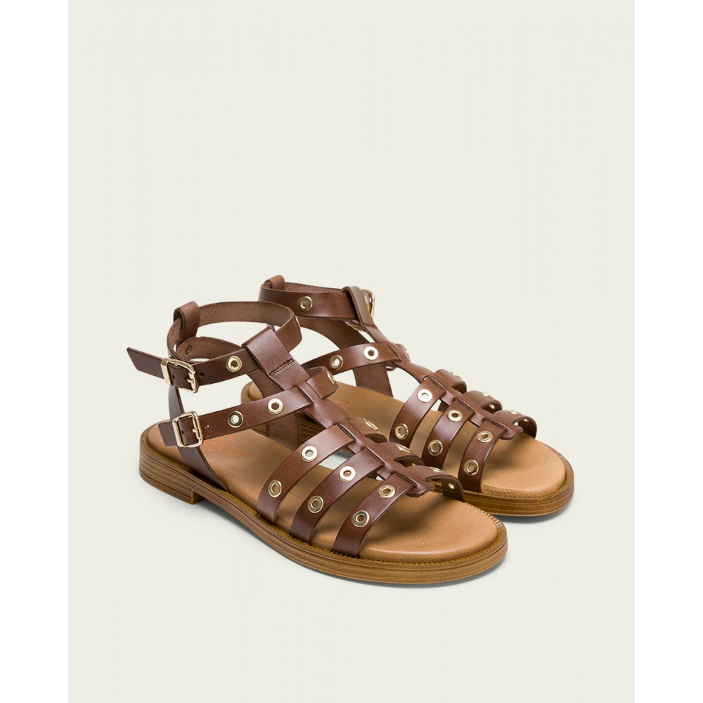 SANDALIA ROMANA HEBILLAS MOKA