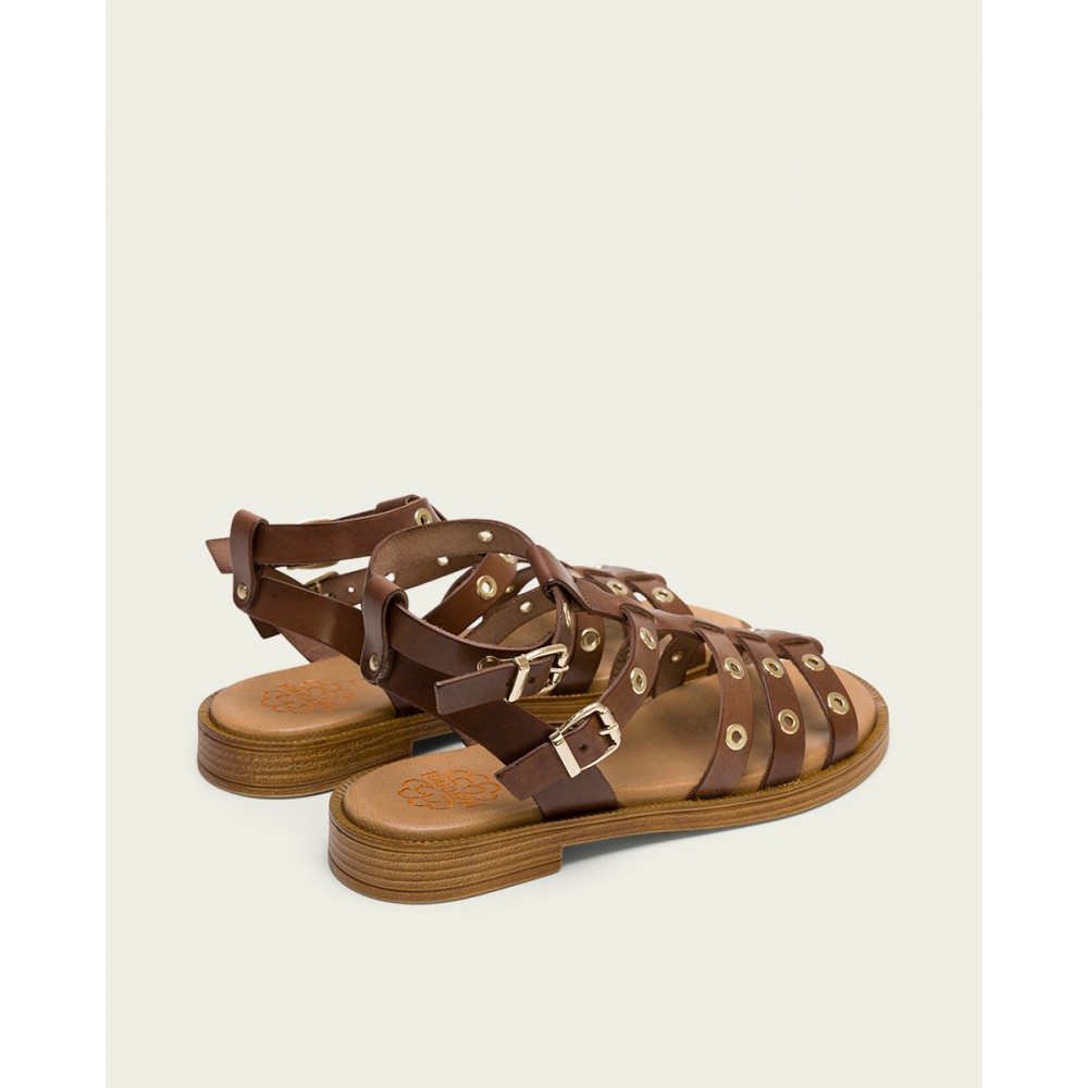 SANDALIA ROMANA HEBILLAS MOKA