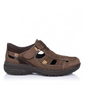 SANDALIA CERRADA PIEL NOBUCK MARRON