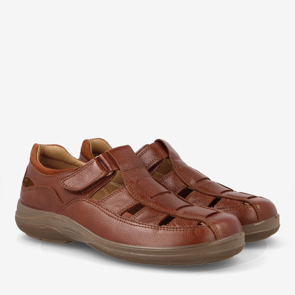 SANDALIA CERRADA PIEL NAPA COÑAC