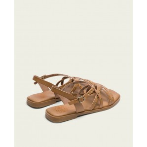 SANDALIA PLANA PIEL TACHUELAS TAUPE