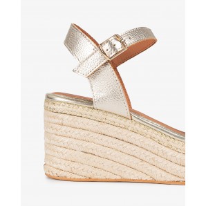 SANDALIA CUÑA YUTE LAMINADO ORO