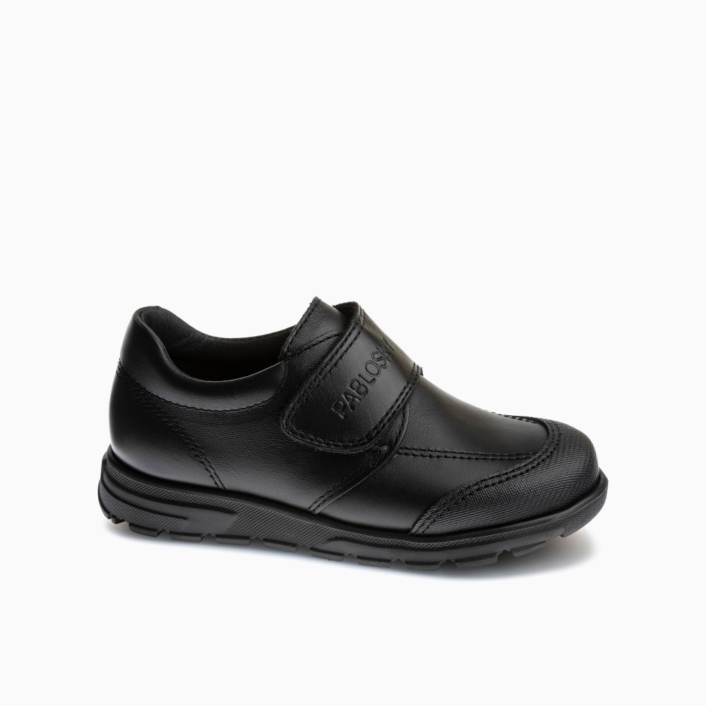 BLUCHER COLEGIAL VELCRO, NEGRO