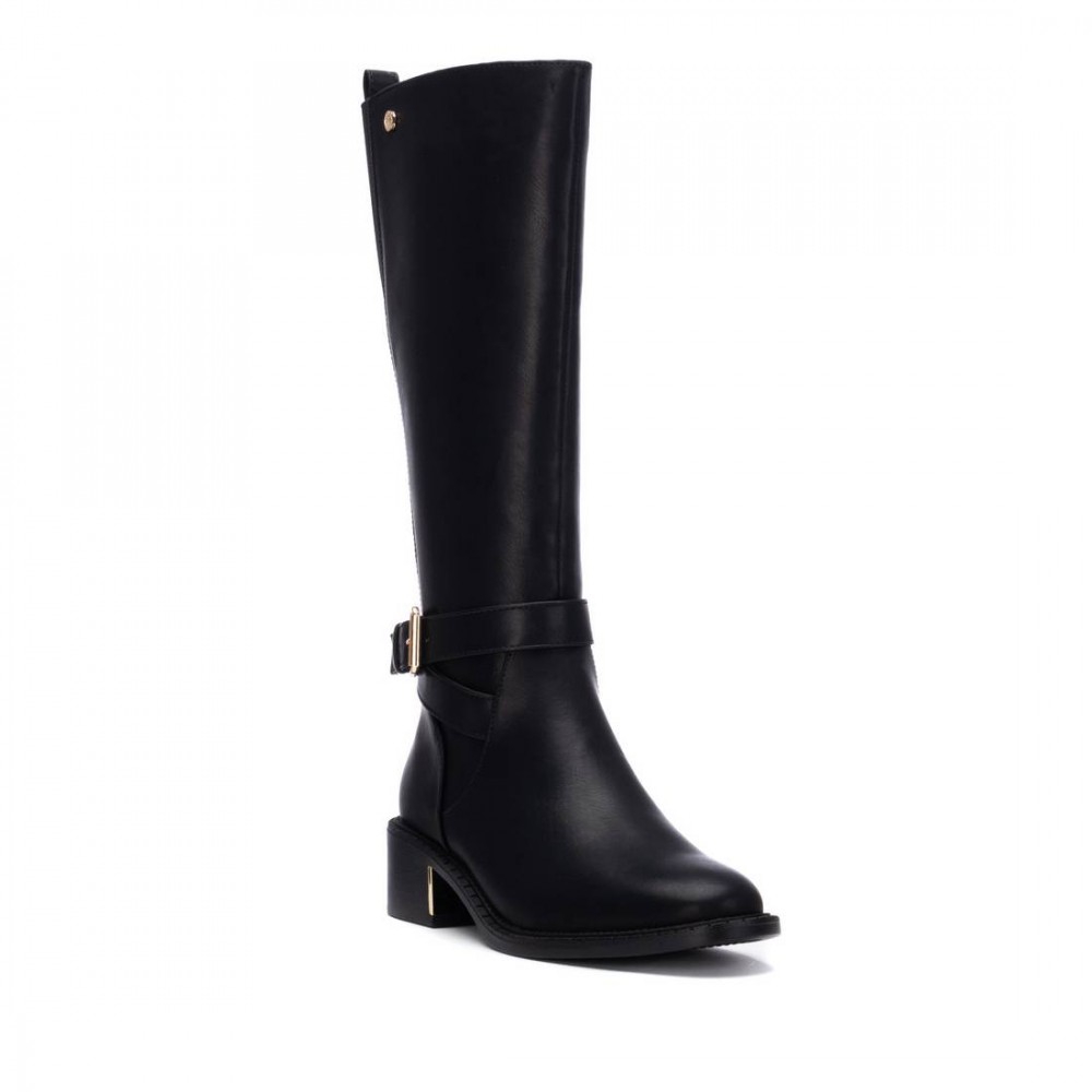 BOTA ALTA HEBILLA TOBILLO NEGRO