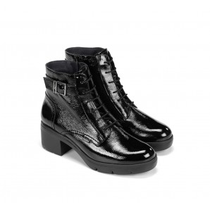 BOTIN CORDON Y HEBILLA CHAROL NEGRO