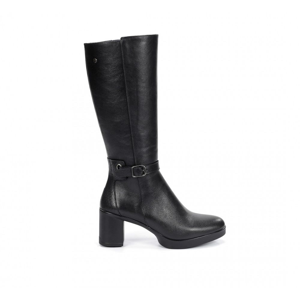 BOTA ALTA HEBILLA TOBILLO NEGRO