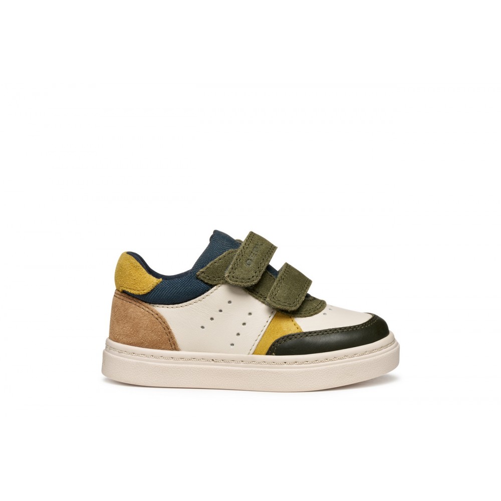 SNEAKERS VELCROS IVORY/DK GREEN