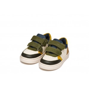 SNEAKERS VELCROS IVORY/DK GREEN