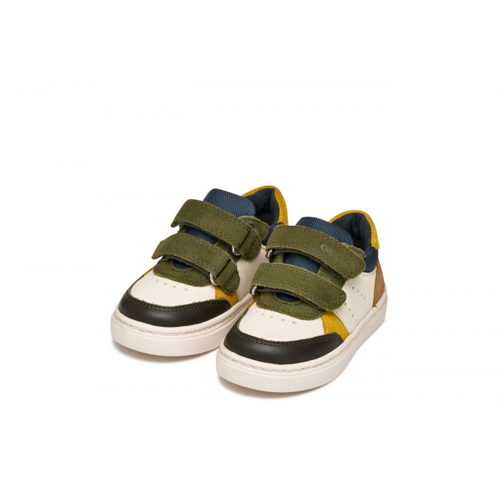 SNEAKERS VELCROS IVORY/DK GREEN