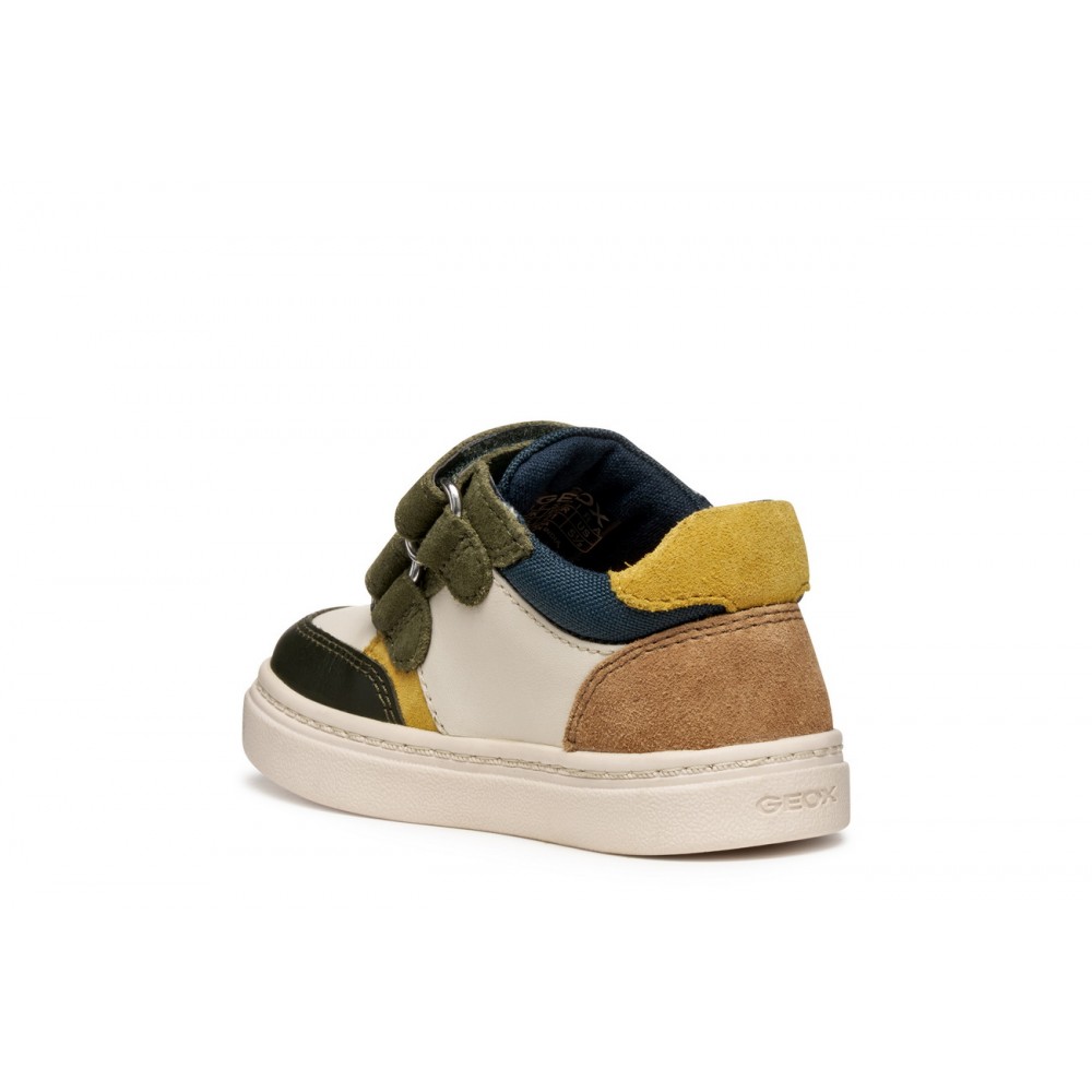 SNEAKERS VELCROS IVORY/DK GREEN