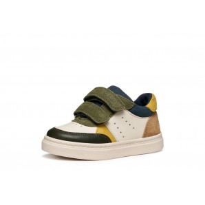SNEAKERS VELCROS IVORY/DK GREEN