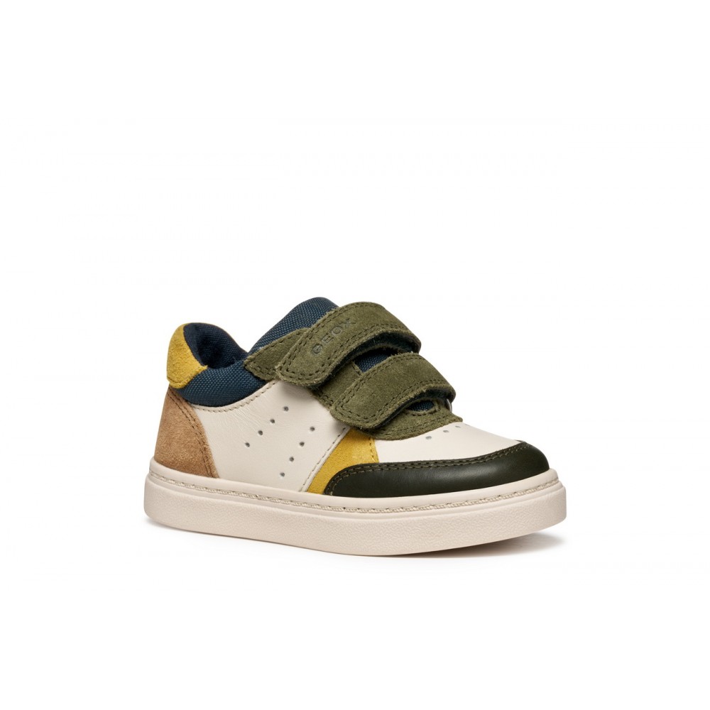 SNEAKERS VELCROS IVORY/DK GREEN