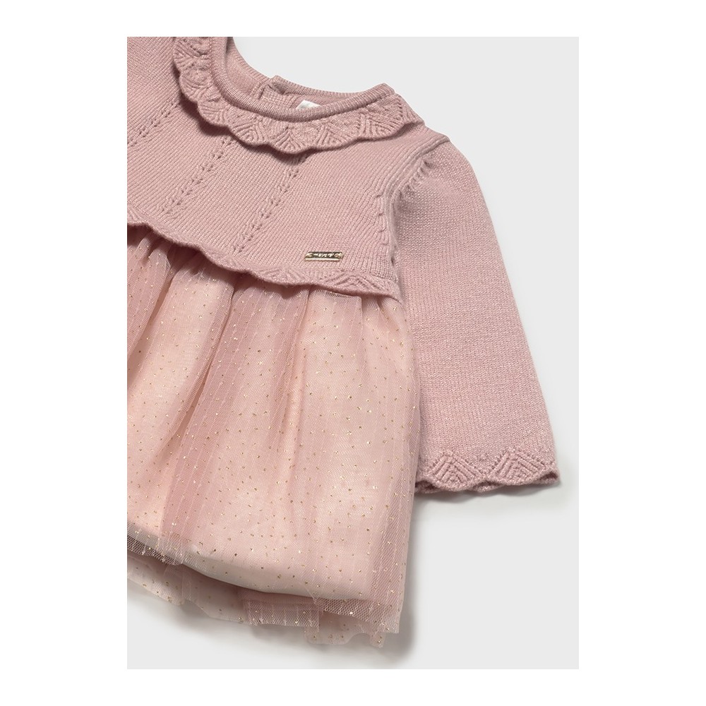 VESTIDO TRICOT Y TUL PETALO