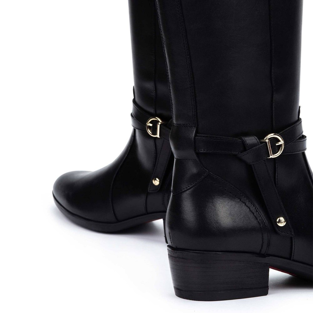 BOTA ALTA CORREA HEBILLA TOBILLO NEGRO