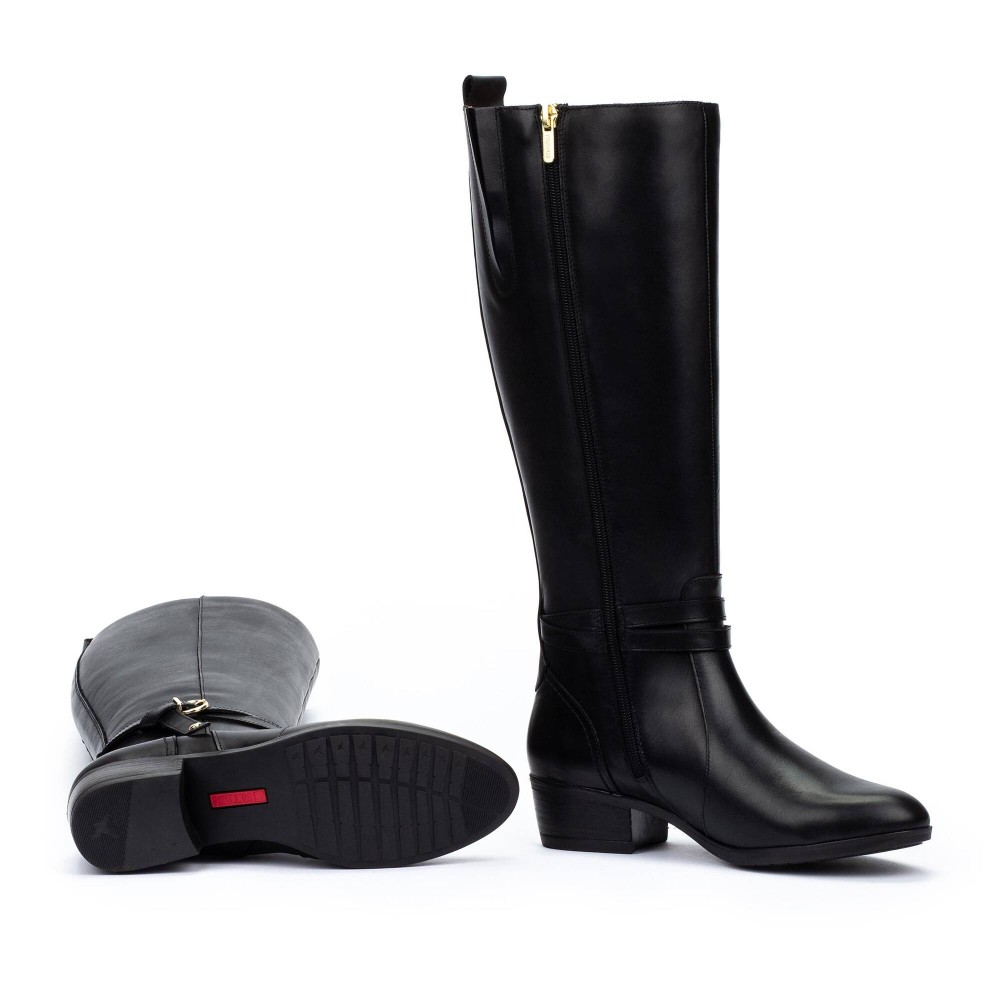 BOTA ALTA CORREA HEBILLA TOBILLO NEGRO