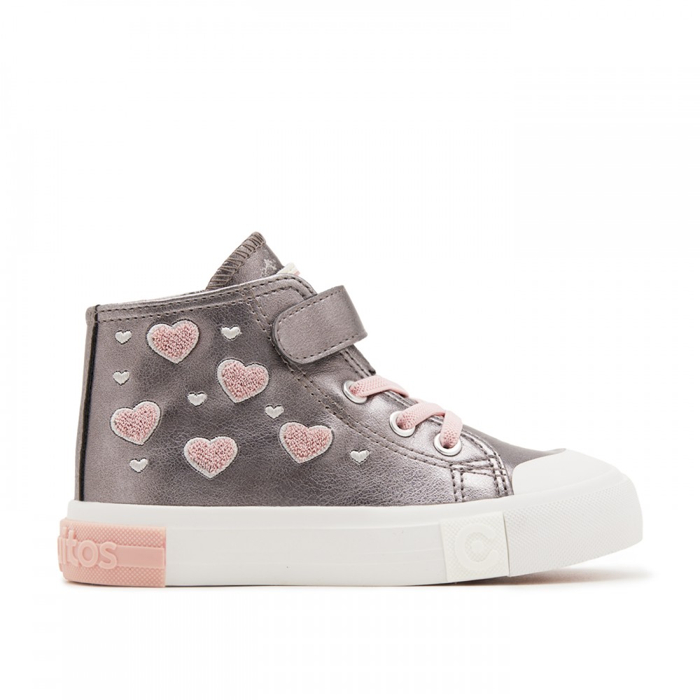 SNEAKERS BOTA CORAZONES PEWTER/PINK