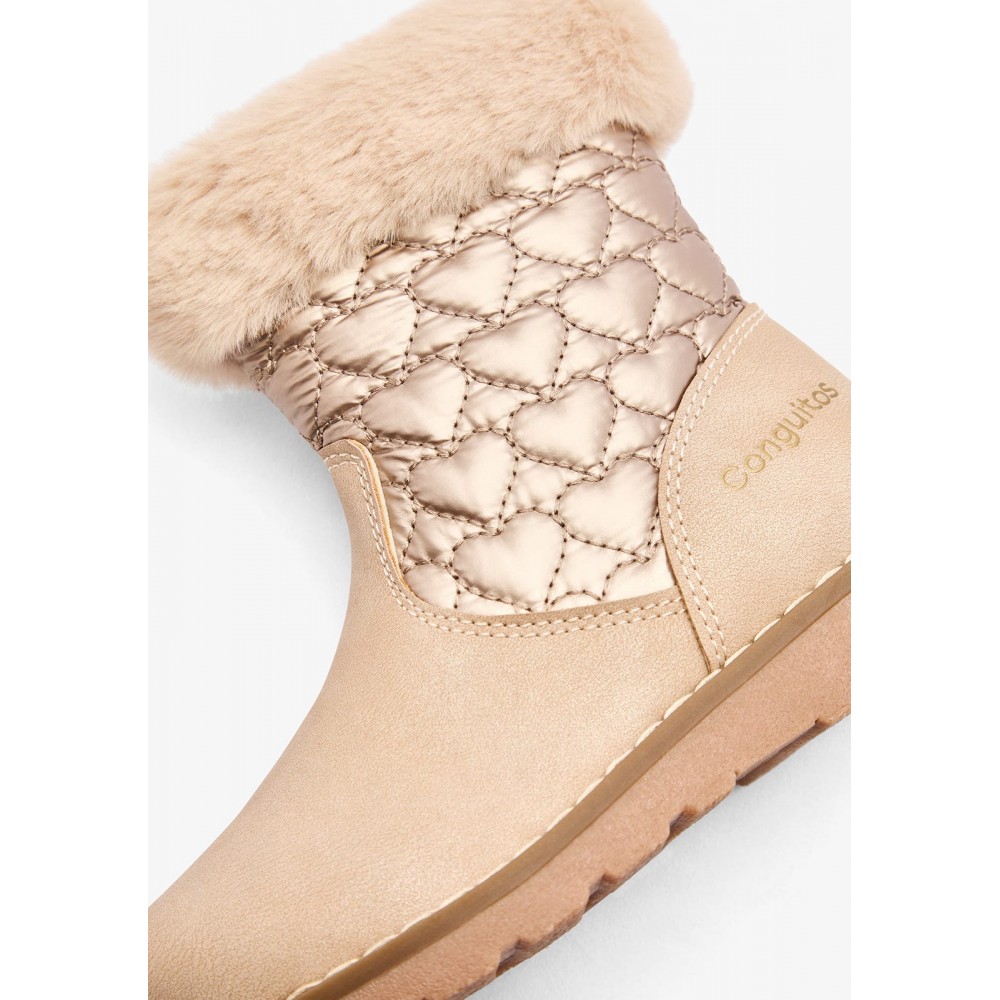 BOTIN CAÑA ACOLCHADA CORAZONES BEIG