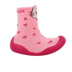 CALCETIN ANTIDESLIZANTE CORAZONES ROSA