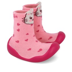 CALCETIN ANTIDESLIZANTE CORAZONES ROSA