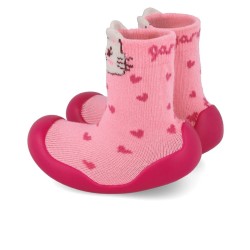 CALCETIN ANTIDESLIZANTE CORAZONES ROSA