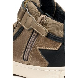 SNEAKERS ELASTICO Y VELCRO BEIG/BLACK