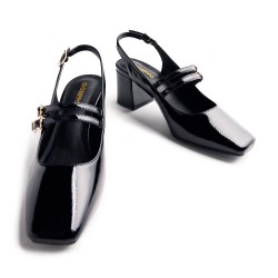 ZAPATO DESTALONADO DOS HEBILLLAS NEGRO