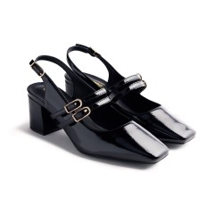 ZAPATO DESTALONADO DOS HEBILLLAS NEGRO