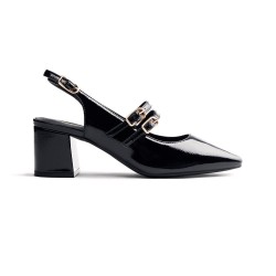 ZAPATO DESTALONADO DOS HEBILLLAS NEGRO