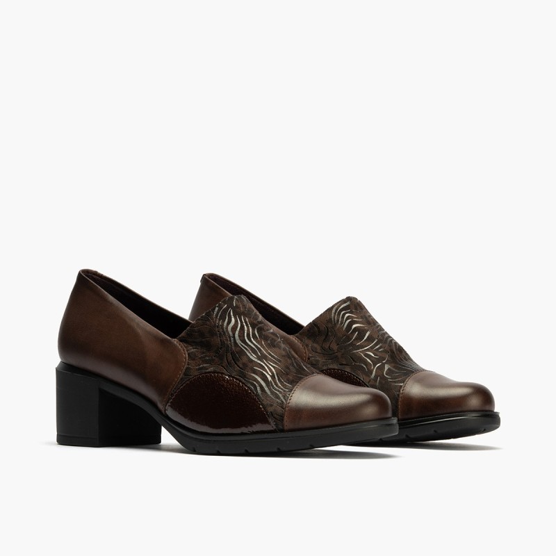 ZAPATO ABOTINADO LYCRA MARRON