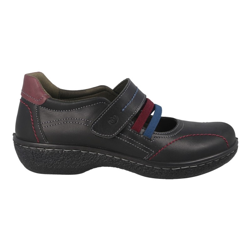 ZAPATO VELCRO Y ELASTICOS NEGRO