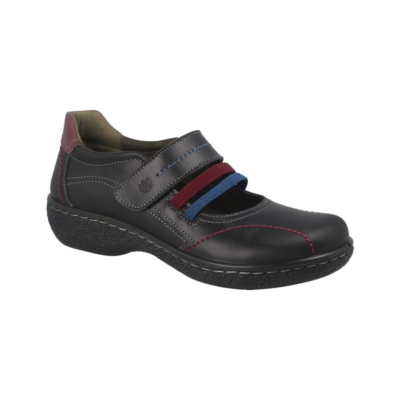 ZAPATO VELCRO Y ELASTICOS NEGRO